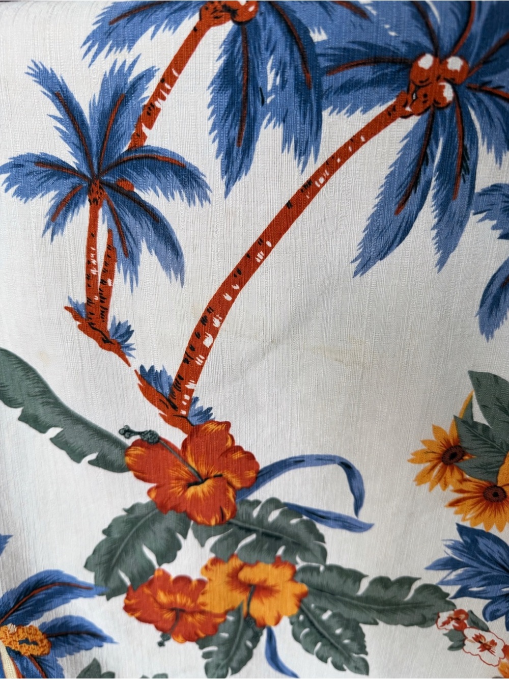 Tommy Bahama Cream Short-Sleeve Hawaiian Shirt with Blue & Orange Floral Print - Picture 5 of 5